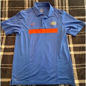 Nike Polo Shirt Mens Medium Blue Florida Gators Dri-FIT Short Sleeve NCAA
